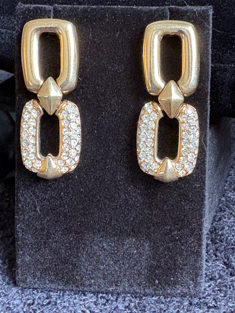 NIB Vintage Zales "Swarovski Spree" Pave Link Earrings